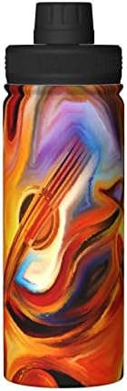 Su Şişesi Renkli-İnsan-Müzik-Sanat 18 Oz Paslanmaz Çelik Vakum Yalıtımlı Geniş Şişesi Sızdırmaz Emzik Kapaklı