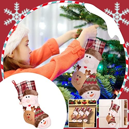 3 ADET Ağaç çanta Şeker Noel Çorap Çorap Dekor Asılı Santa Ev Dekor Büyük Leke Cam Paneller