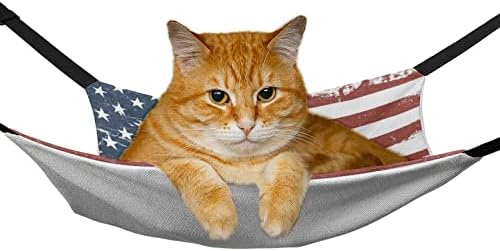 Evcil hayvan hamağı Amerikan Bayrağı Kedi yatak Ayarlanabilir Askıları ve Metal Kanca ile 16.9x 13