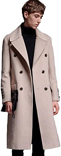 UKTZFBCTW Erkekler Yün Ceket Uzun Ceket Dönüş Yaka günlük ceketler Erkek Palto Ince Yün Pardesü Artı Boyutu Trençkot