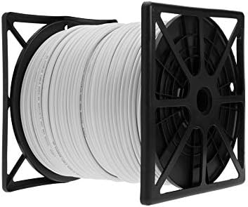 500FT Beyaz Toplu Siyam RG59/U Kablo, 20AWG + 18 / 2AWG, %95 Koruma, CCTV Video Kablosu (Beyaz, 500)