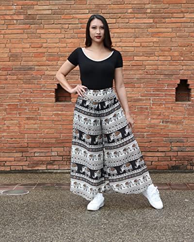 SiamMandalay kadın Geniş Bacak Palazzo Pantolon Hafif Gevşek Rahat Boho Flare Harem Pantolon Yoga için Mükemmel