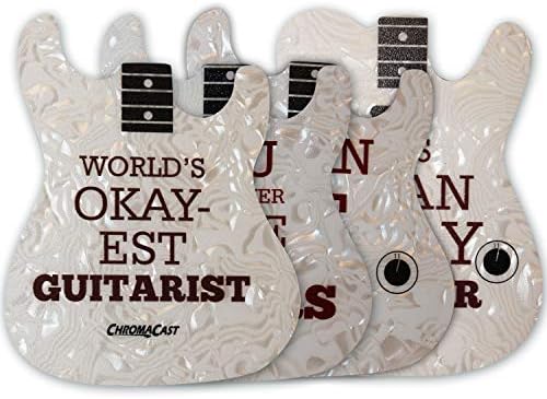 ChromaCast CC-COAST-AS-DİRTY Çeşitli Kirli Gitar ve Pick Şekilli İçecek Altlıkları, 4'lü Paket