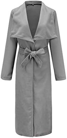 ıYYVV Bayan Yaka Düğmesi Uzun Siper Bandaj Ceket Ceket Bayanlar Parka Palto Dış Giyim
