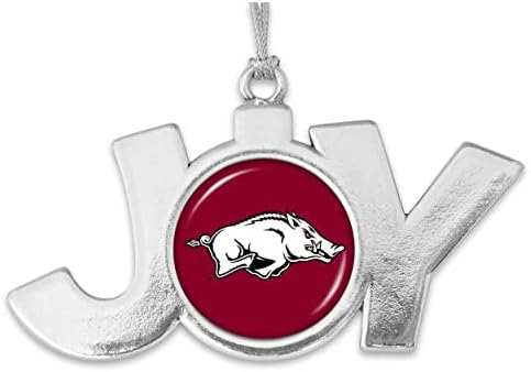 Kalp İşletmeler Arkansas Sevinç Takım Logosu ile Gümüş Metal Noel Süs Hediye Ağacı Süsleme