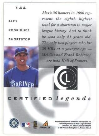 1998 Pinnacle Sertifikalı Ayna Altın 144 Alex Rodriguez İflas Testi Sorunu-İmzasız Beyzbol Kartları