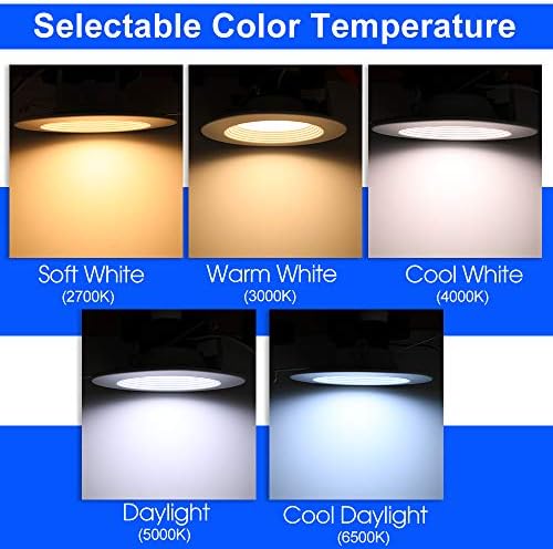 5/6 İnç 5CCT LED gömme ışık, CRI 90 Downlight, Bölme Süslemeli Can ışıkları, Islak Anma, E26 Taban, 10.5 W = 85W,