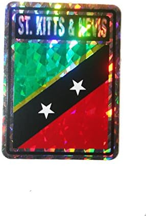 Kitts & Nevis KARE Ülke Bayrağı Metalik Tampon Sticker Çıkartma Boyutu: 4 x 3 Yeni