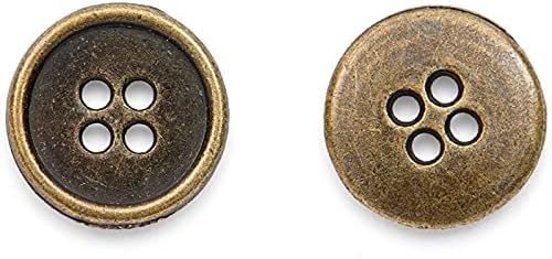 4 Delikli Antik Dikiş Düğmeleri, Bronz (0,5 inç, 80'li Paket)