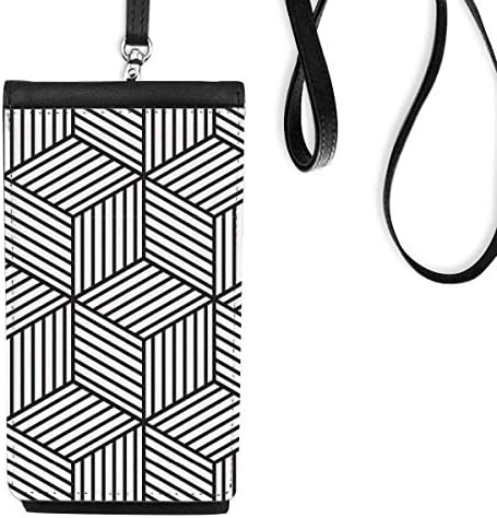 Basit çizgi sanat tahıl illüstrasyon desen telefon cüzdan çanta asılı cep kılıfı siyah cep