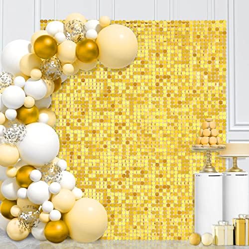 Altın Pırıltılı Duvar Zemin 24 Panel Glitter Yuvarlak Zemin Pullu Zemin Duvar Dekor Düğün Gelin Duş Doğum Günü Partisi