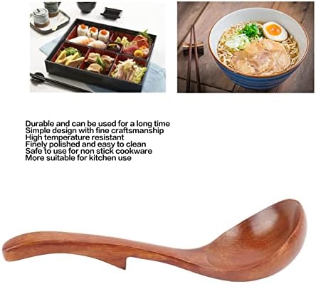 Çorba Kaşıkları,Ahşap Çorba Kaşıkları, Japon Ramen Kaşıkları Kaymayı Önler Yuvarlak Ahşap Uzun Saplı Pişirme Tadım