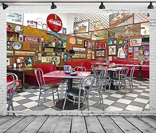BELECO 12x8ft Kumaş Retro Vintage Restoran 50 s Diner Backdrop Amerikan Hatıra Duvar ile Yerel Diner 1950 s Yemek