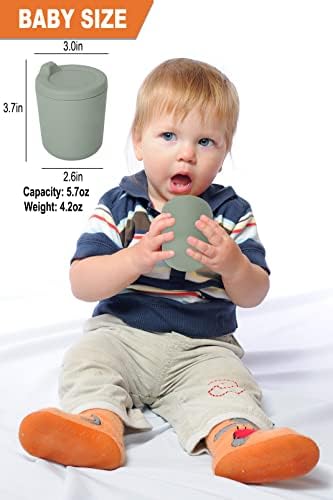 AULEGE Yürümeye Başlayan Fincan, 6 oz Silikon damlatmaz bardak / Bebek İçme eğitim fincanı Bebek 12 + ay, BPA Ücretsiz,