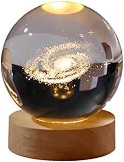 YARNGI ahşap yuvarlak ışık tabanı yaratıcı kristal top gece lambası süsleme cam küre el sanatları 6cmroundball + 7cmroundwoodnaturallightbase
