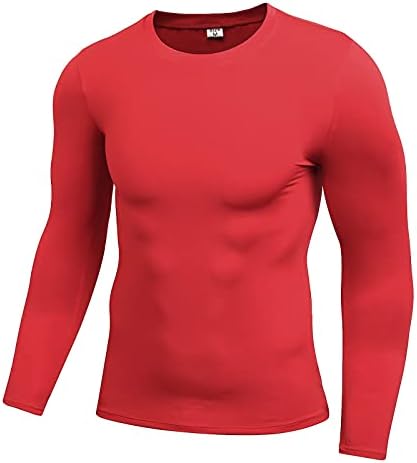 BADHUB Erkek Aktif Spor Taban Katmanı T-Shirt Katı Uzun Kollu Sıkıştırma Gömlek Atletik Slim Fit Egzersiz Gömlek