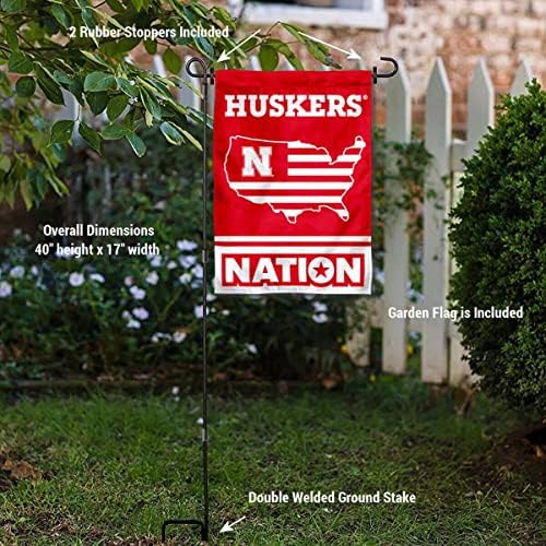 Nebraska Huskers Bahçe Bayrağı ABD Ülke Yıldız ve Çizgili ve ABD Bayrağı Standı direk tutucu Seti