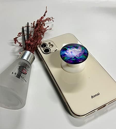 WUYULB Temizle Glitter Mor Lotus Çiçeği Tasarım Genişletilebilir Katlanabilir Cep telefon tutamağı cep telefon standı