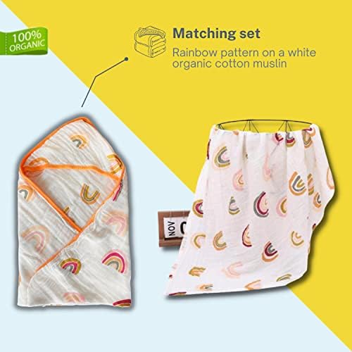 Bebek Kundak Battaniye Kapüşonlu banyo havlusu seti Erkek ve Kız için / Premium Organik Pamuk Unisex şal havlu Eşleşen