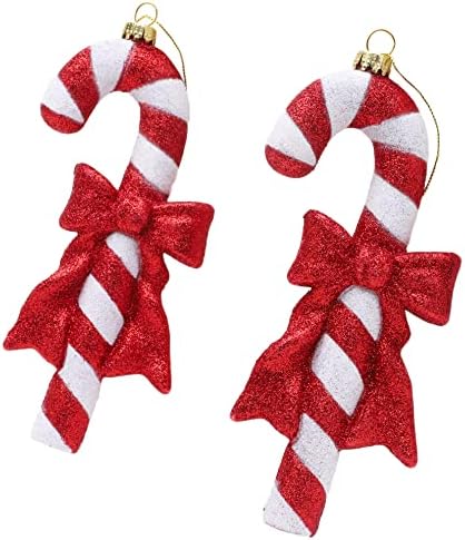 Toyland® 19cm ışıltılı kırmızı ve Beyaz şeker kamışı Noel biblo-Noel Ağacı Süsleri