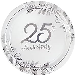 25. Yılınız Kutlu Olsun Yuvarlak Metalik Tabaklar-7 - Gümüş-8 Adet