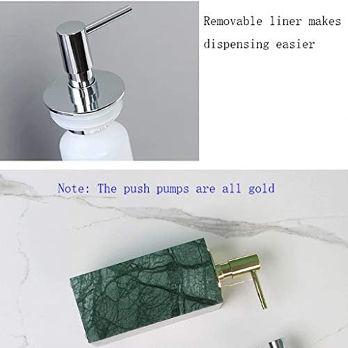 DEPİLA Duş Pompası Doğal Mermer Sabunluk 5.4 oz Beyaz Siyah, Sabun Pompası Banyo Mutfak Dayanıklı Şişe Altın Pas Önleyici