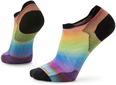 Smartwool Run Sıfır Yastık Merinos Yünü Gökkuşağı Baskı Düşük Ayak Bileği Çorap Erkekler ve Kadınlar için-Pride Edition