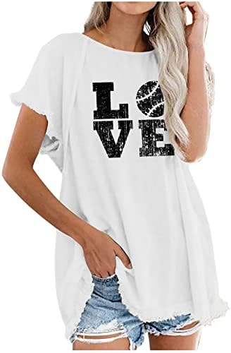 Tunik Üstleri Kadınlar için Yaz Moda Sevimli T Shirt Ekip Boyun Kısa Kollu Gömlek Moda Şık Rahat Temel Tees Bluz 2023