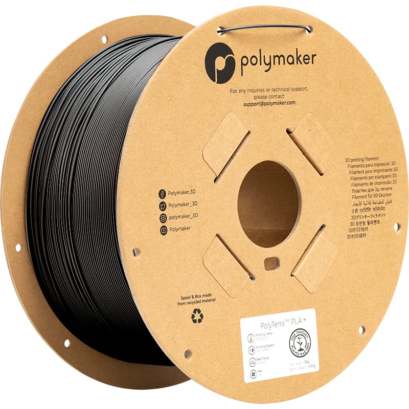 Polymaker 3 kg PLA + 3D Yazıcı Filament 1.75 mm, siyah PLA Artı Filament 1.75 PLA Filament Saten Yüzey PolyTerra Sert