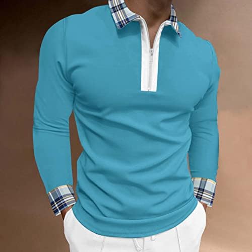 NQyIOS erkek Uzun Kollu polo gömlekler Çeyrek Zip Casual Slim Fit Yaka Boyun Temel Tasarlanmış Pamuk Golf Tees Gömlek