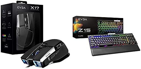 EVGA X17 Oyun Faresi, Kablolu, Siyah, Özelleştirilebilir Z15 RGB Oyun Klavyesi, RGB Arkadan Aydınlatmalı LED, Çalışırken