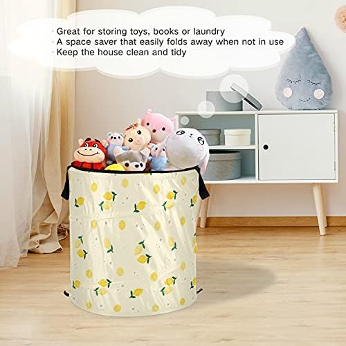 Limon Çiçeği Pop Up çamaşır sepeti kapaklı Katlanabilir Depolama Sepeti Katlanabilir çamaşır torbası Yurt Odası için