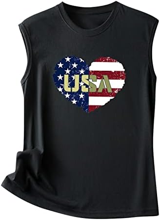 4th Temmuz Gömlek Tankı Üstleri Kadın Kolsuz O Boyun Gömlek ABD Bayrağı Çizgili Kravat Boya Vatansever Egzersiz Tunik