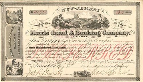 Morris Kanalı ve Bankacılık A. Ş. - Jersey City, New Jersey'den Stok Sertifikası
