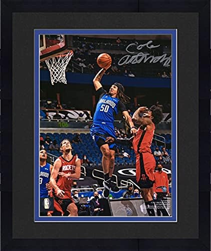Çerçeveli Cole Anthony Orlando Magic İmzalı 8 x 10 Mavi Fotoğrafta Smaç - İmzalı NBA Fotoğrafları