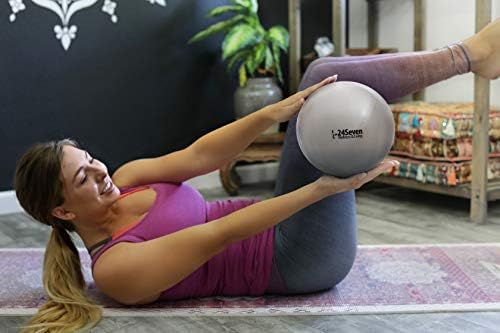 24Seven Wellness and Living Pompalı Küçük 9 inç Pilates Topu; Patlama Önleyici Bükme Topları-Barre, Pilates, Yoga,