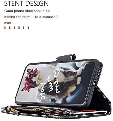 IVY Çok Fonksiyonlu Renkli Boyama Cüzdan Kılıfı iPhone 12/12 Pro (6,1 inç) ile Uyumlu [9 Kart ve Para Kartı] [Kickstand