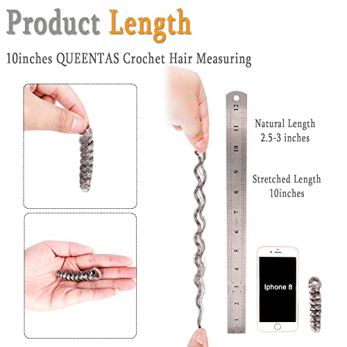 Queentas 6 Packs 8mm 10 inç Kısa Tığ Örgü Carrie Sıçrama Kıvırmak Tığ saç Kadınlar için Saniya Kıvırmak Tığ Carrie
