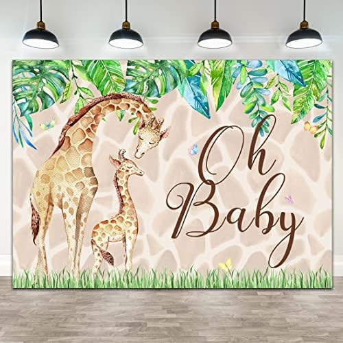 Lofaris Zürafa Bebek Duş Zemin Oh Bebek Yeşil Yapraklar Safari Jungle Kız Erkek Doğum Nem Doğan Anne ve Çocuk Parti
