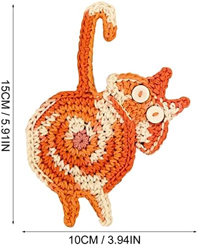 Sevimli kedi popo bardak, kişiselleştirilmiş sevimli kedi Coaster, ısıya dayanıklı emici fincan Mat, el yapımı örgülü