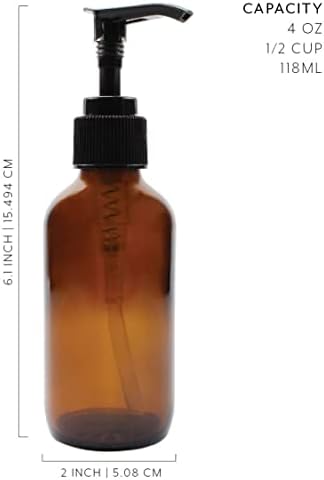 Bereket 4 oz Amber Cam Pompa Şişeleri (4'lü Paket); Losyonlar, Sıvı Sabun, Aromaterapi ve Daha Fazlası için harika