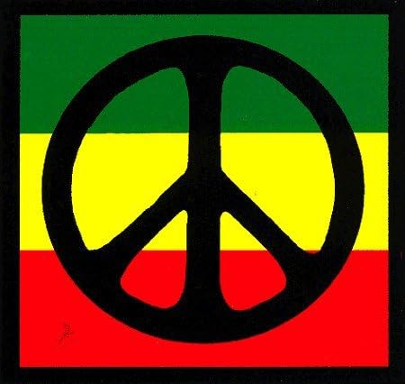 Barış İşareti / Sembolü - Rasta Üzerinde Siyah-Reggae Renkleri-Barış Manyetik Tampon çıkartması / Çıkartma Mıknatısı