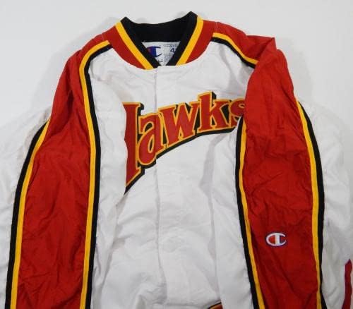 1994-95 Atlanta Hawks Jon Koncak 32 Kullanılan Oyun Beyaz Isınma Ceketi Pantolon 4 2-NBA Kullanılan Oyun