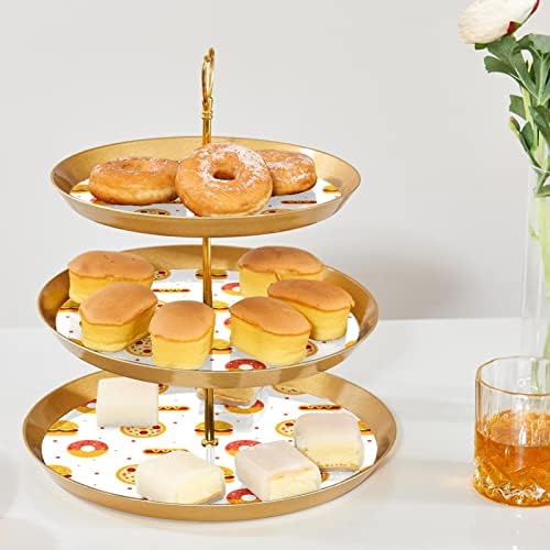 Lyetny 3 Katmanlı Tatlı Kek Standı Altın Cupcake Pasta Standı Çay Partisi, Düğün ve Doğum Günü, Burger Çörek Hot Dog