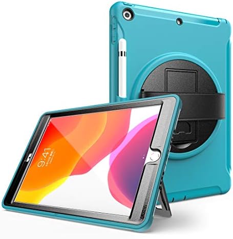 Tablet PC Durumda 360 ° Dönebilen Kickstand + kolu El Kavrama Üçü bir arada Paramparça dayanıklı Kabuk iPad 10.2 inç