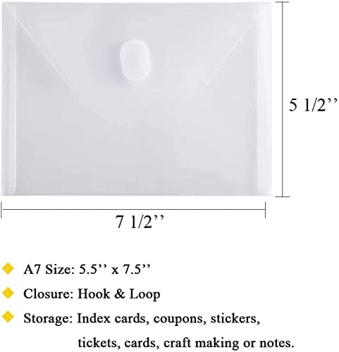 GeorgeBaker 20 Paket Küçük Plastik Zarflar Kanca ve Döngü Kapatma Plastik Dosya Zarfları Dizin Kartı Kuponları A7