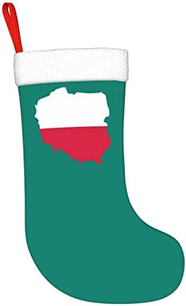 Cutedwarf 2018 Polonya Bayrağı ve Harita Noel Çorap noel dekorasyonları Klasik 18 İnç Şömine Asılı Çorap