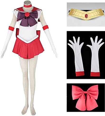 OURCOSPLAY kadın Sailor Moon Hino Rei Cosplay Kostüm 6 Adet Set