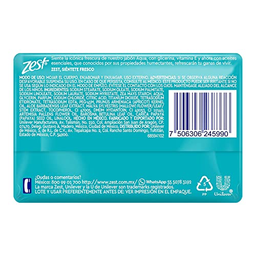 Gliserin ve E Vitamini içeren Zest bar sabunu Aqua Original uçucu yağ içeriği ile Ferah Hissetmek için banyo sabunu