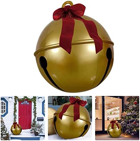 Fantezi Süs 24 İnç Dev Noel PVC Şişme Top Açık Süs Şişme Noel Süs Açık Bahçe Noel Ağacı Süsleme (Sarı, Bir Boyut)